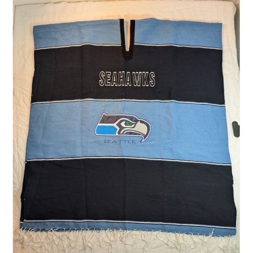 Embroidered Poncho Seattle Seahawks Mexican Poncho Adult One Size NFL SW1